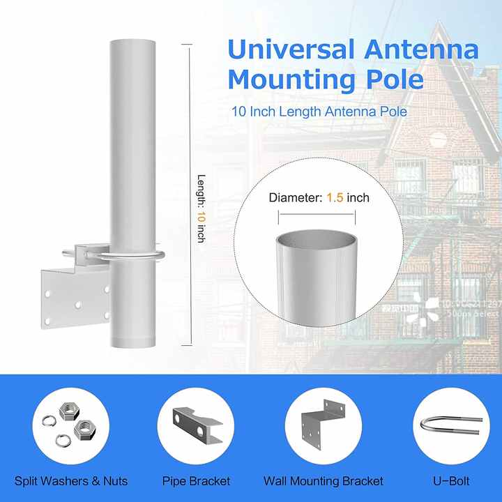 DYMACHINE Stalen antenne montagebeugel Zilver Zwart Universele antennebeugels met dubbele U-bouten 